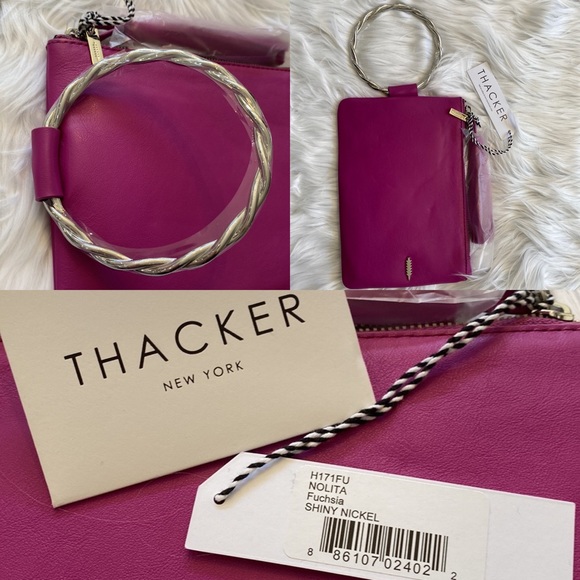 🆕THACKER Nolita Clutch Twisted FUSCHIA Leather NWT 💖 - Picture 9 of 9